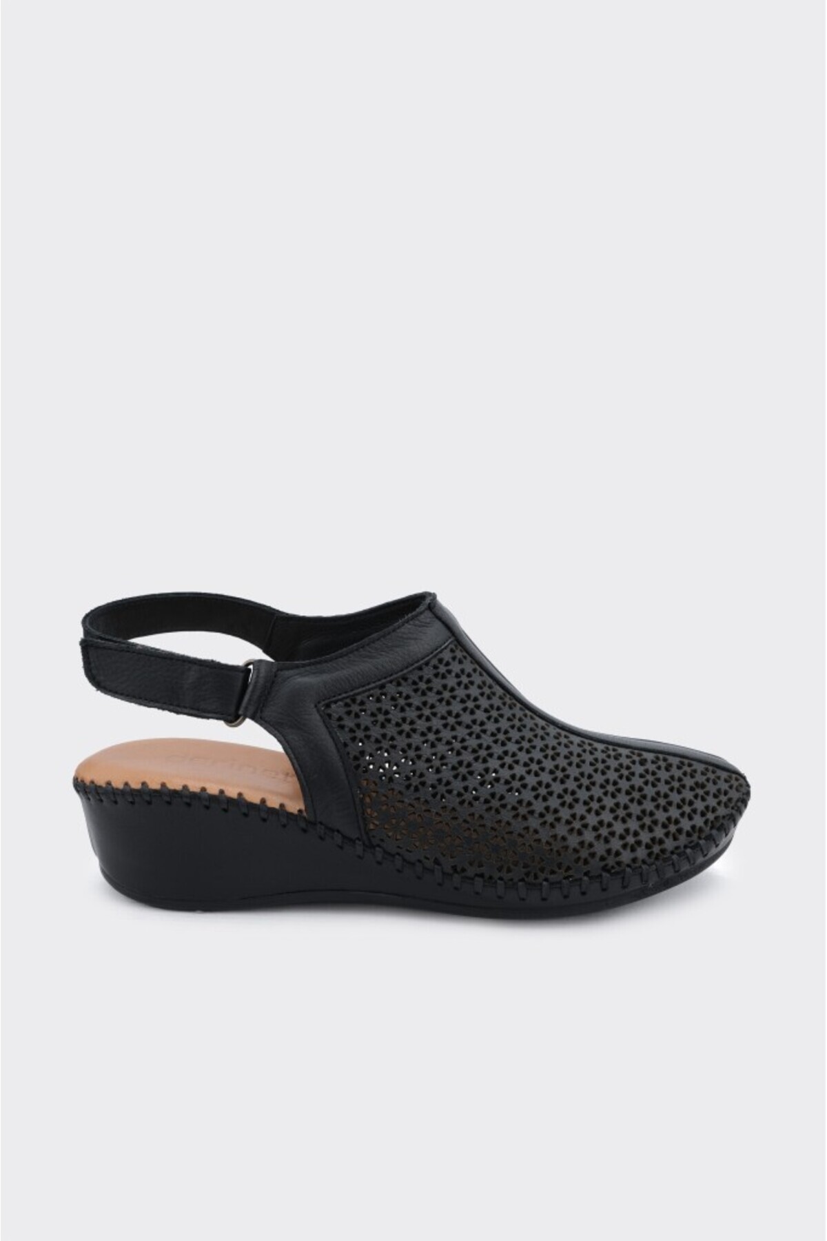 Genuine Leather Laser Cut Velcro Women's Sandals