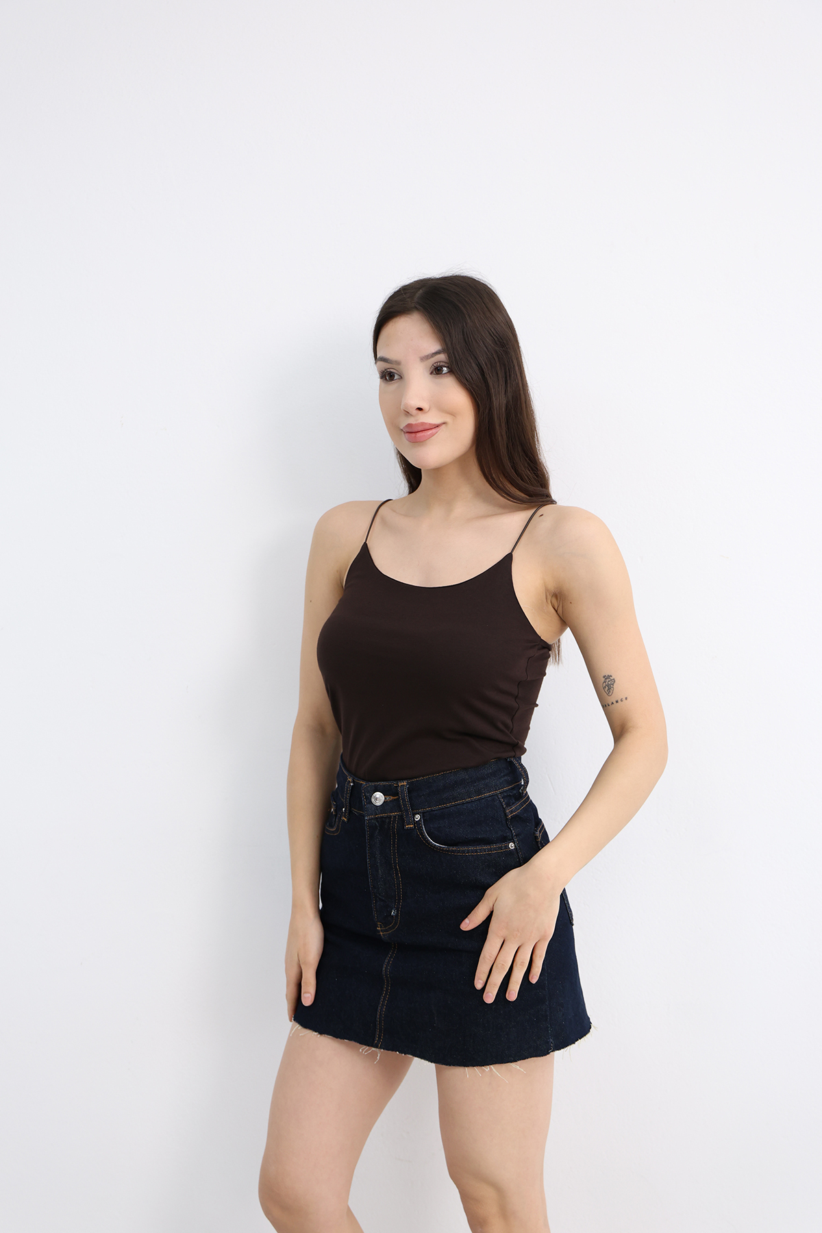 Dut Store Kadın İnce Askılı Atlet Kahverengi görsel 5