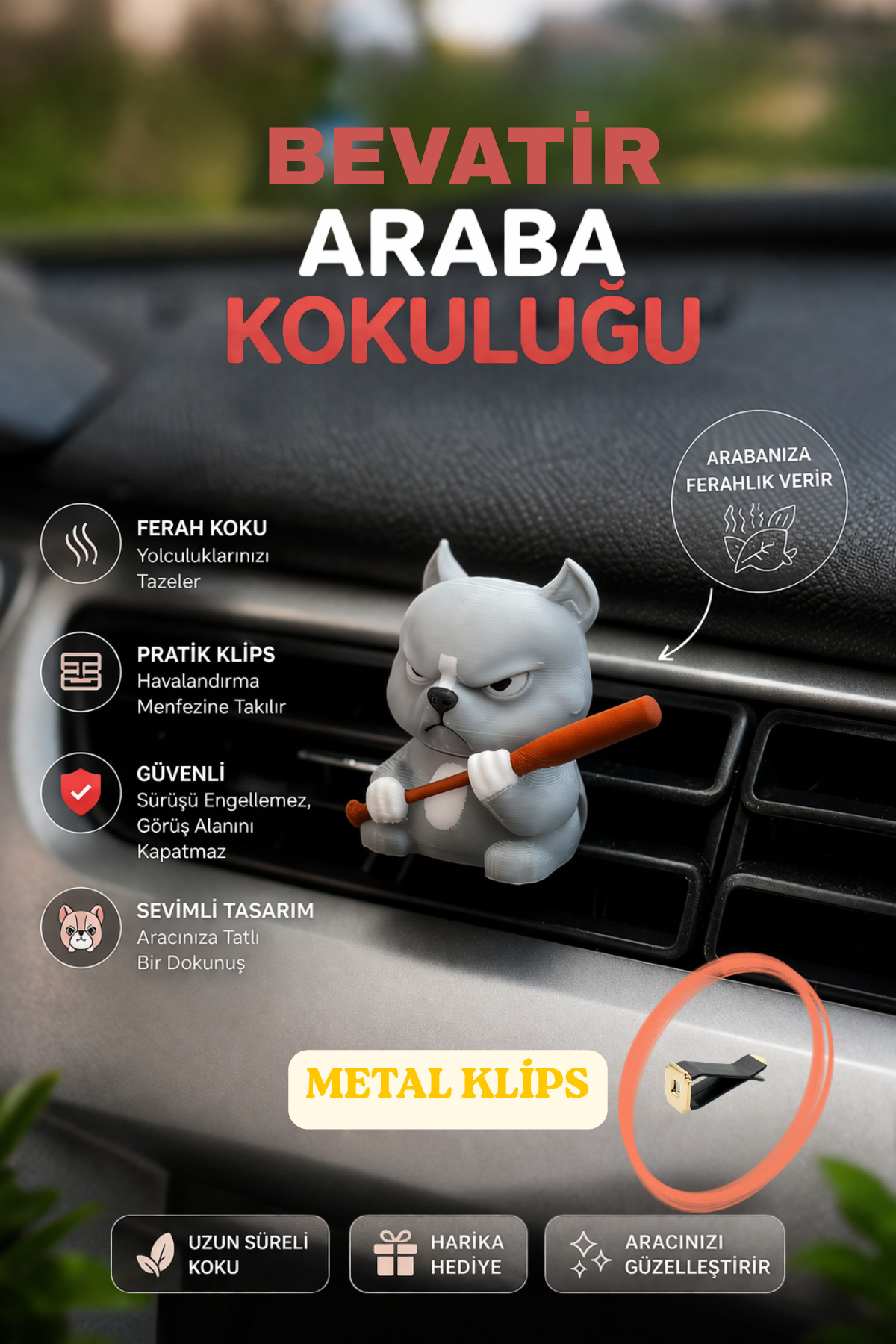 BEVATİR Pitbull Oto Kokuluk | Parfüm Doldurulabilir Dekoratif Araç İçi Aksesuar(koku hariç)