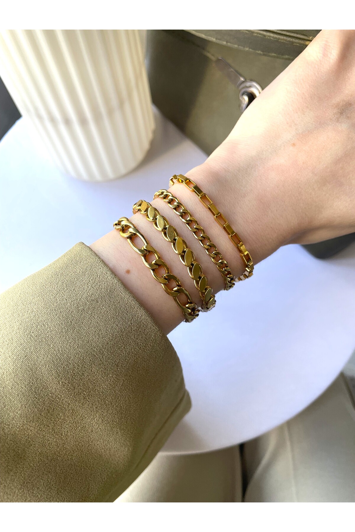 Steel Gold Combination Bracelet - Box Chain, Nova, Barley, Valora Grande