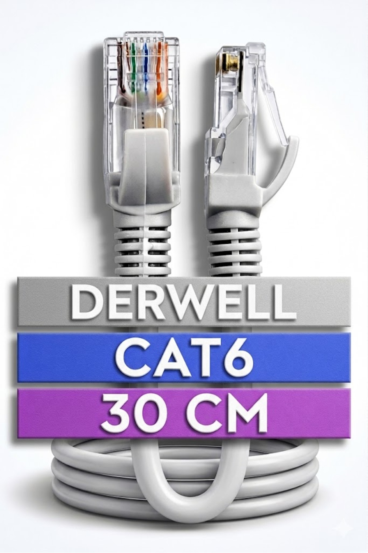 30 Cm Cat6 Lan Fabrikasyon Internet Data Kablosu(Ethernet Modem RJ45 Uçlu Jacklı Network Adsl) Kablo