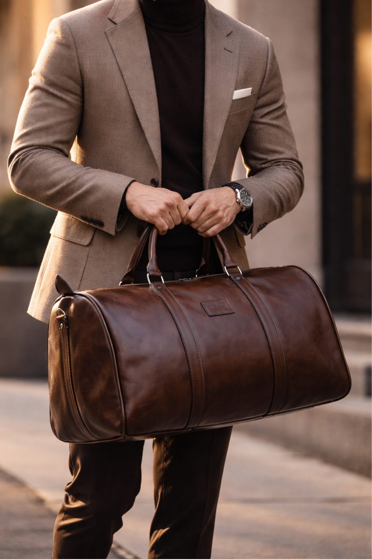 Wilson  Klasik Vegan Deri Unisex Seyahat Spor Hastane El ve Omuz Çantası Kabin Boy El Valizi Hostes Bavulu - Görsel 6