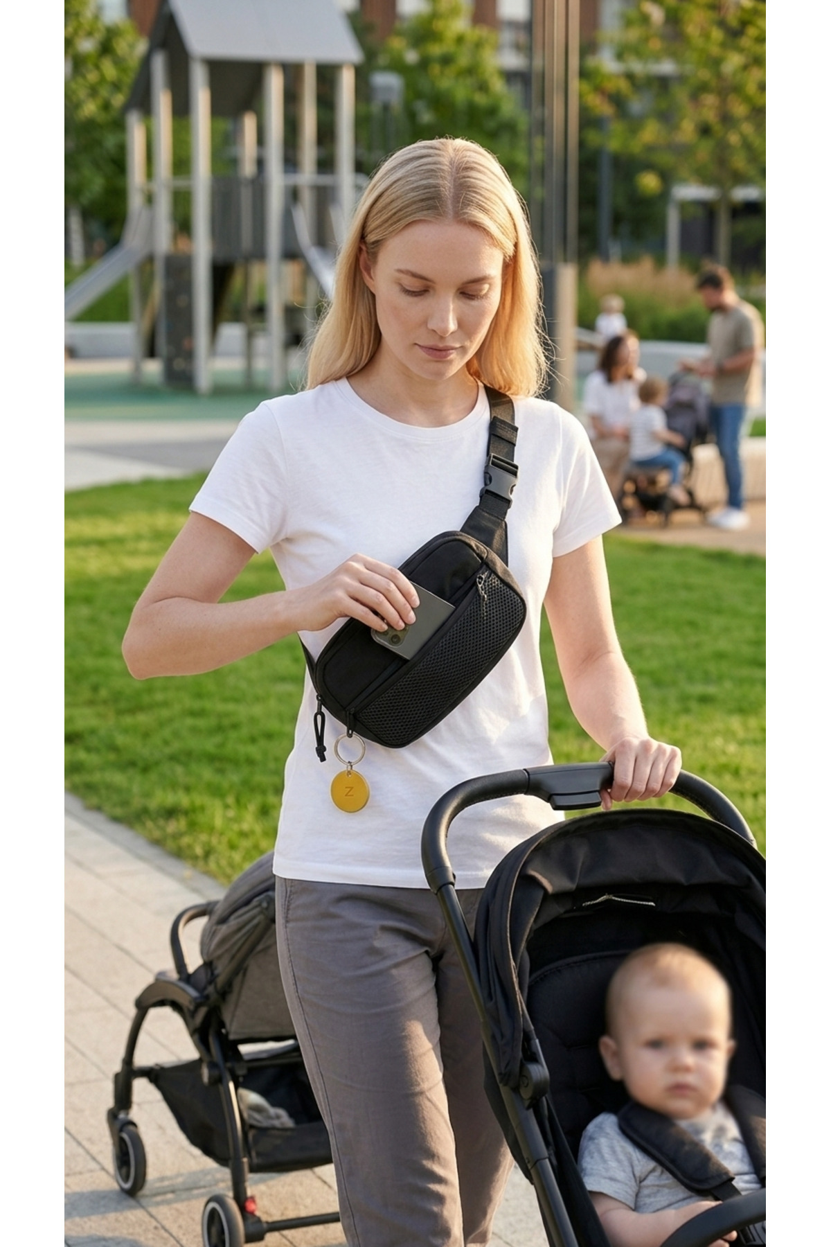 gampfa  Urban Bel ve Omuz Çantası Polycanvas Su Geçirmez Siyah - Görsel 5