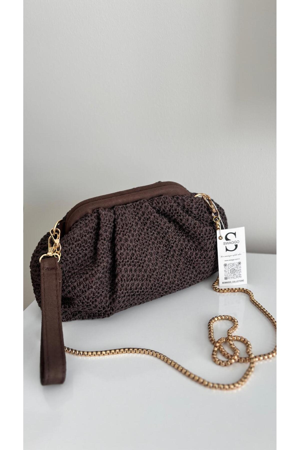 Swaggo collections Kadın Örgü Model Clutch Çanta