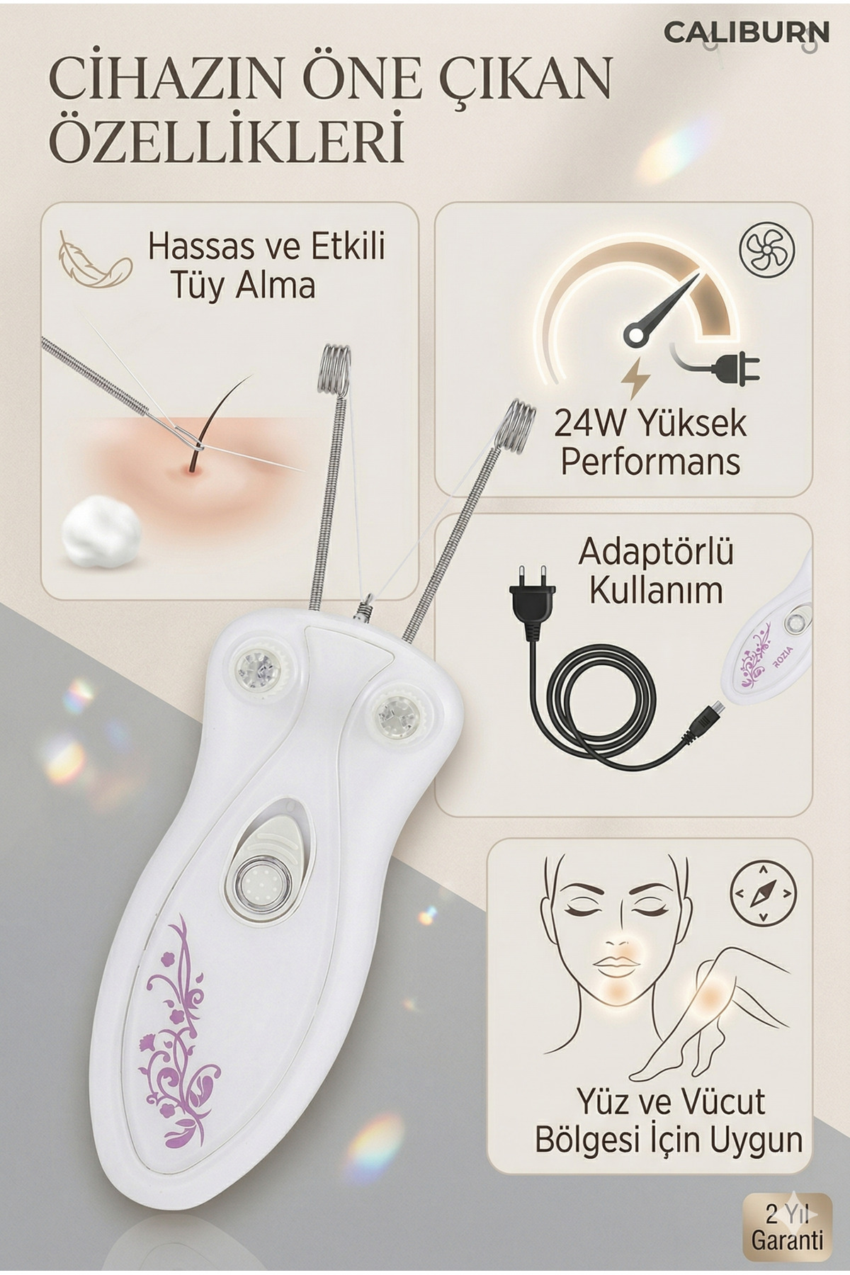 Profesyonel İpli Epilasyon Cihazı - 24W Güçlü Hassas Yüz & Vücut Tüy Alma Makinesi, Pudralı — epilasyon1 — تصویر 2 از 8