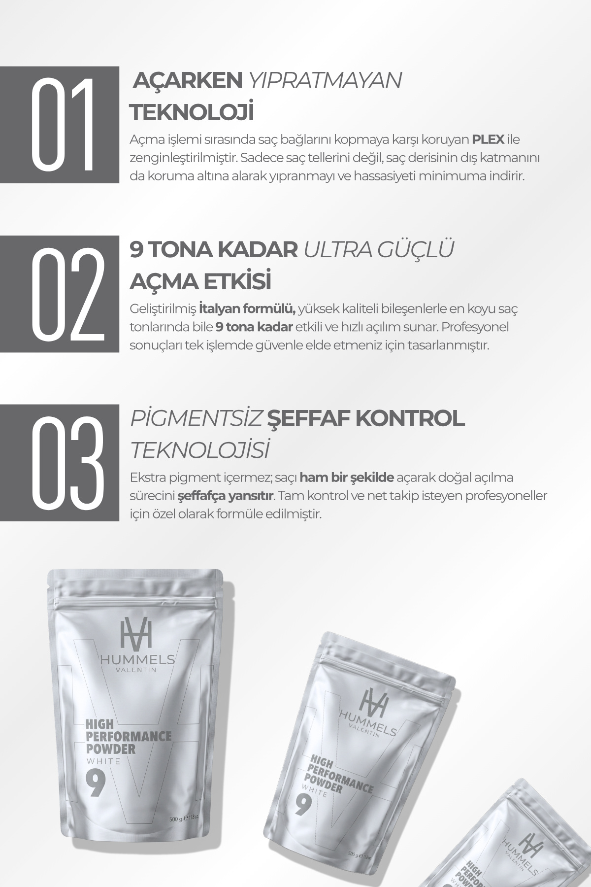 Saç Açıcı Toz (White-Beyaz) Yüksek Performanslı 9 Ton Açma - 500 gr — HML-W — تصویر 3 از 4
