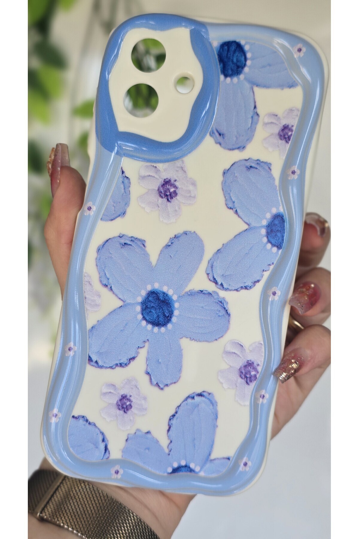 Samsung Galaxy A07 Case Pastel Blue Daisy Pattern Camera Protected Color Silicone Cover