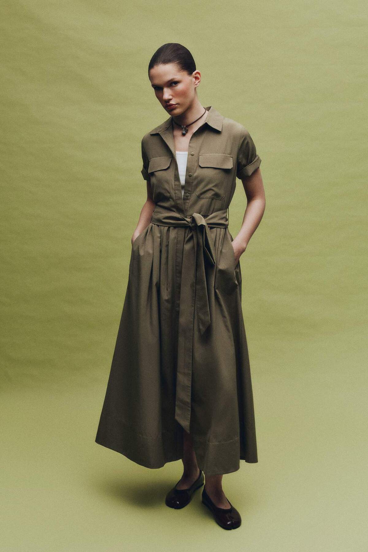 Defacto A-Line Terry Cotton Midi Dress H1987Ax26Sp