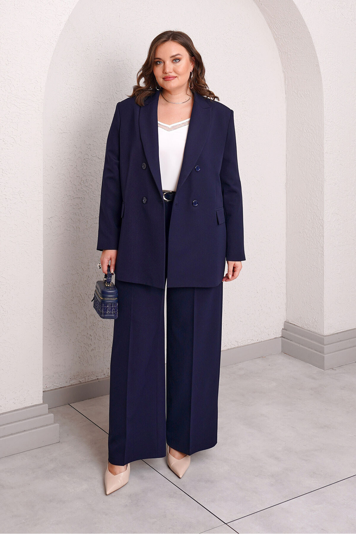Büyük Moda  BÜYÜK BEDEN ASTARLI KRUVAZE BLAZER CEKET - Görsel 5