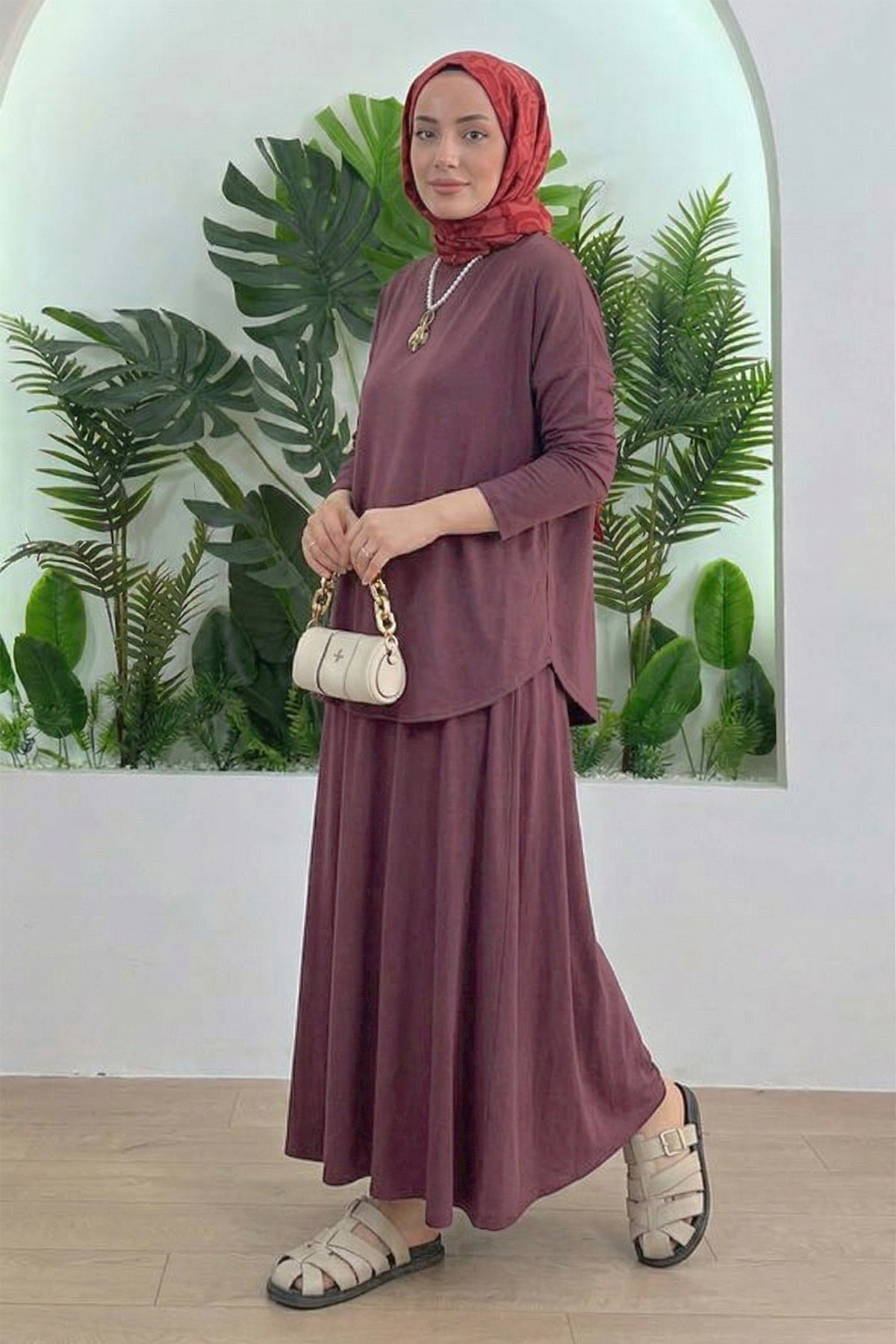 Suede Style 5933 - Stylish, Comfortable, Soft Modal Fabric Casual Women's Skirt Tunic Set