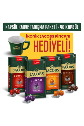 Jacobs Kapsül Kahve Tanışma Paketi 40'lı Kapsül Kahve - Fincan Hediyeli (Nesp...