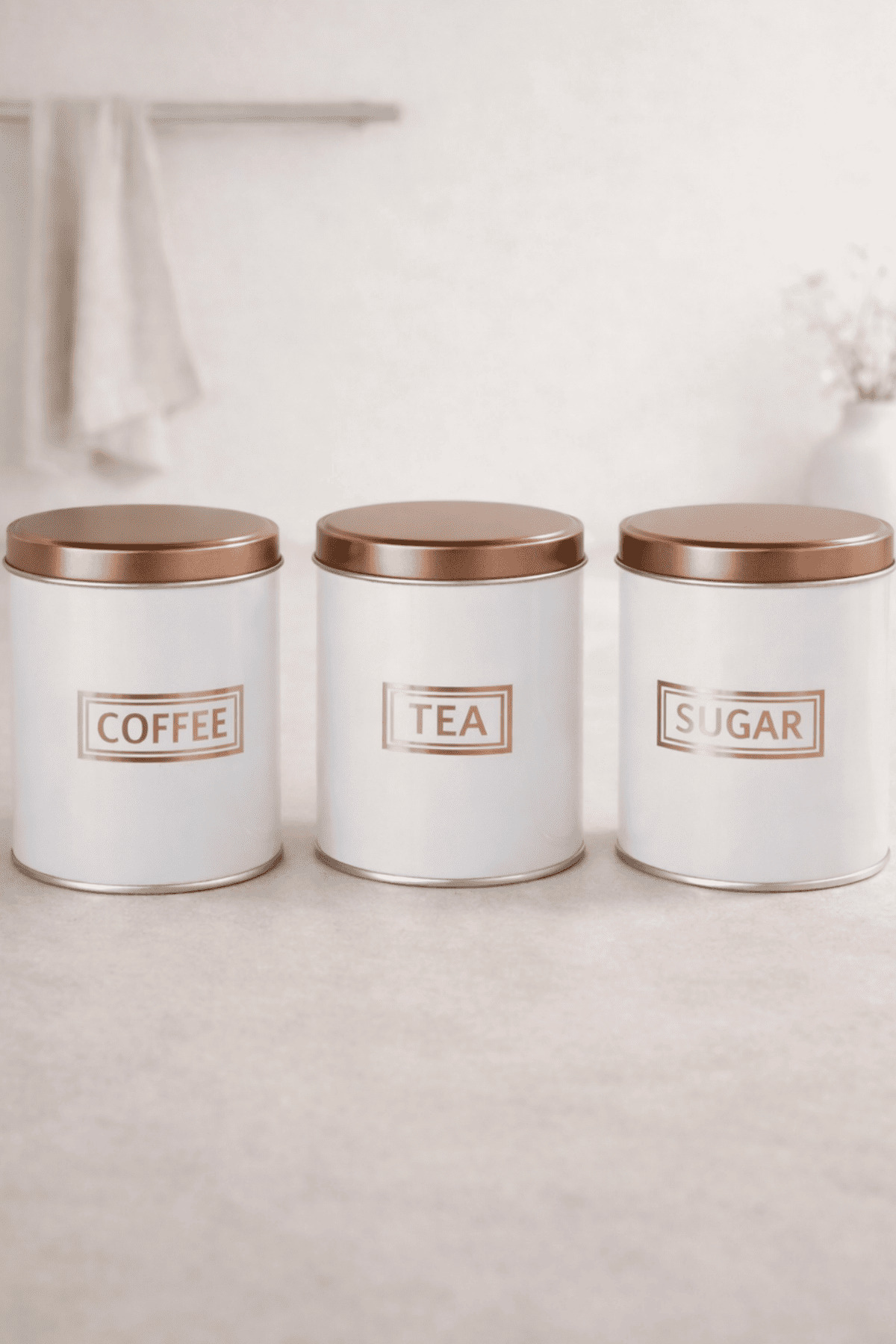 Home 3-Piece 99x114 mm 0.8 L Storage Box Set - White-Bronze