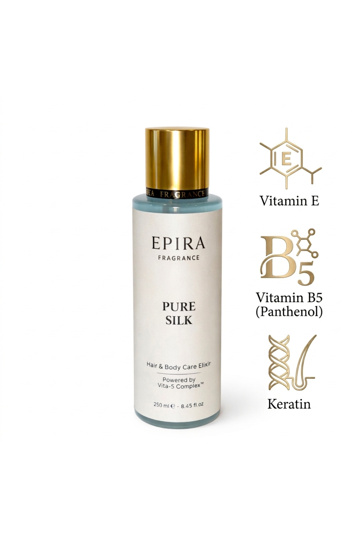 EPİRA FRAGRANCE EPIRA Pure Silk Besleyici Saç ve Vücut Spreyi - Vita-5 Complex E, B5 ve Keratin ile İpeksi Dokunuş v — EPG-EF-BH-U-1201-04