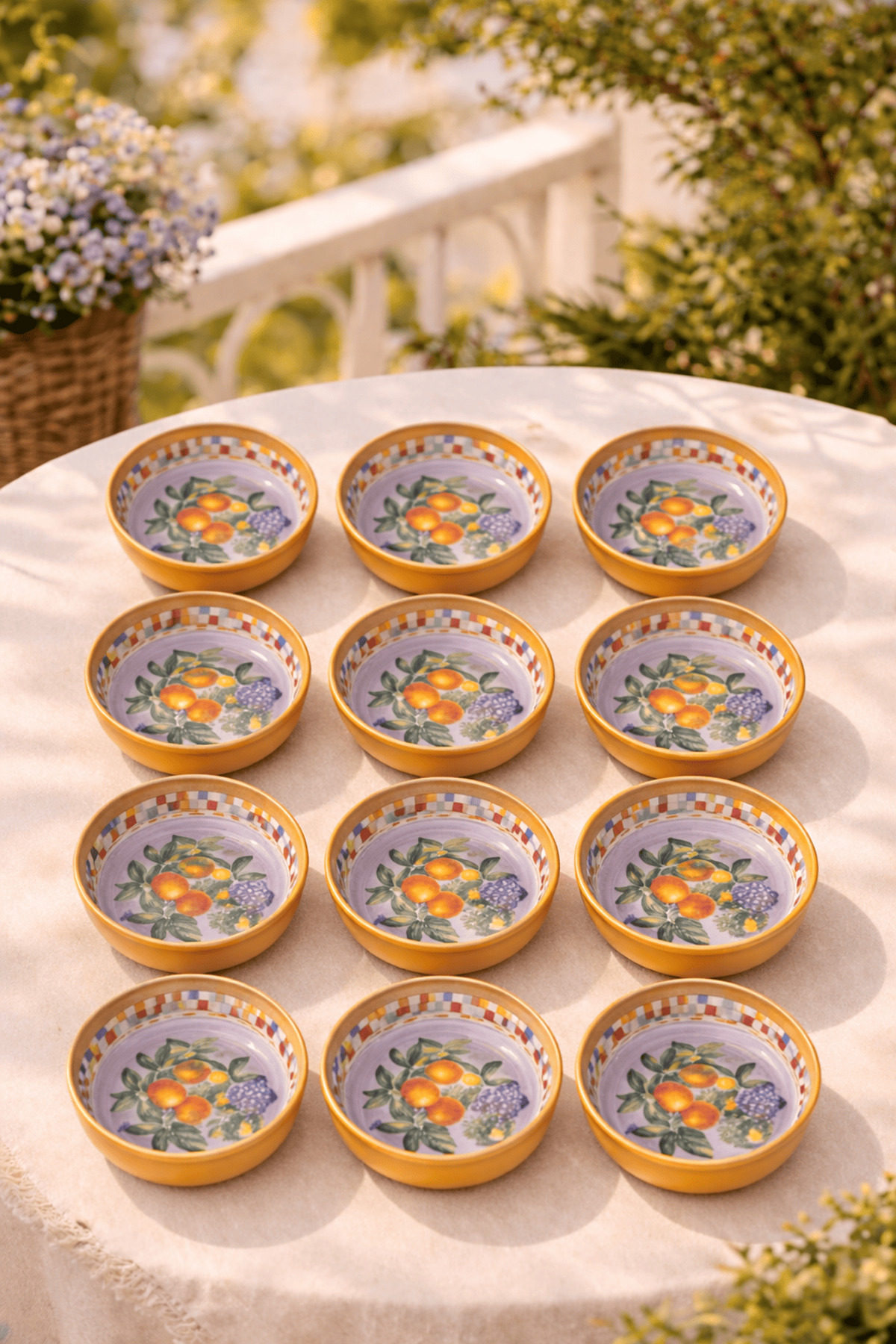 Home 10 cm Diameter, 3.2 cm Height 12-Piece Lemon Design Ice Cream and Snack Bowl Orange