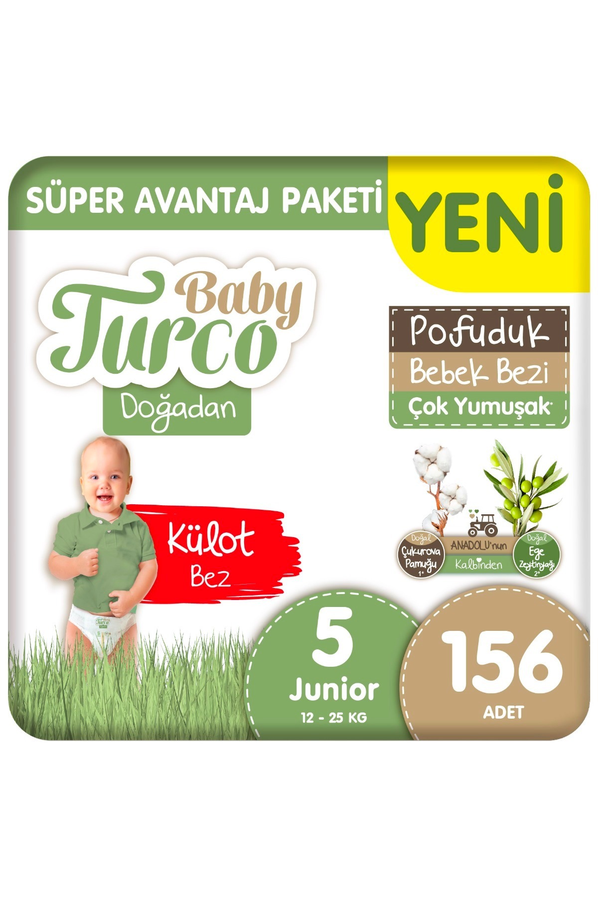 Baby Turco Doğadan Süper Avantaj Paketi Pofuduk Külot Bez 5 Numara Junior 156 Adet - Fiyatı, Yorumları