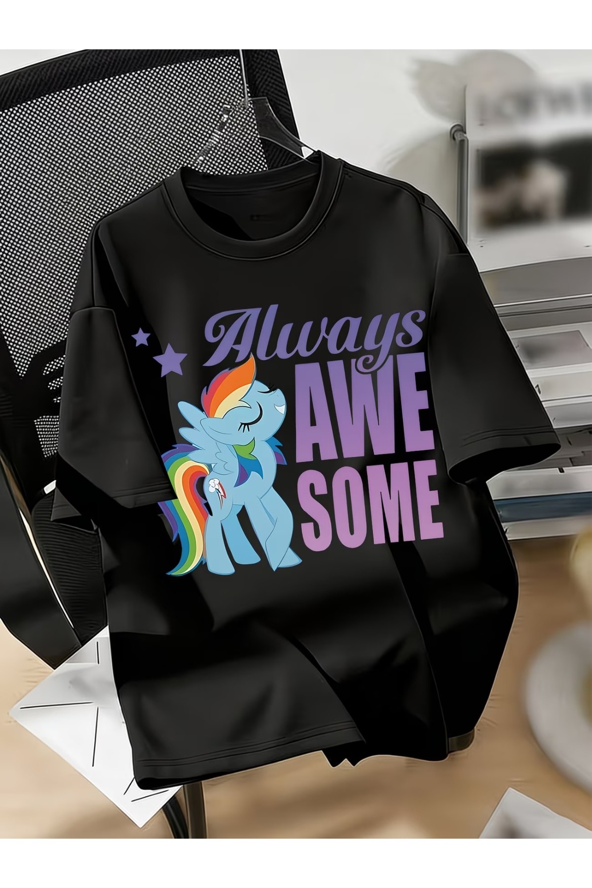 Toum My Little Pony Baskılı Unisex Oversize T-Shirt