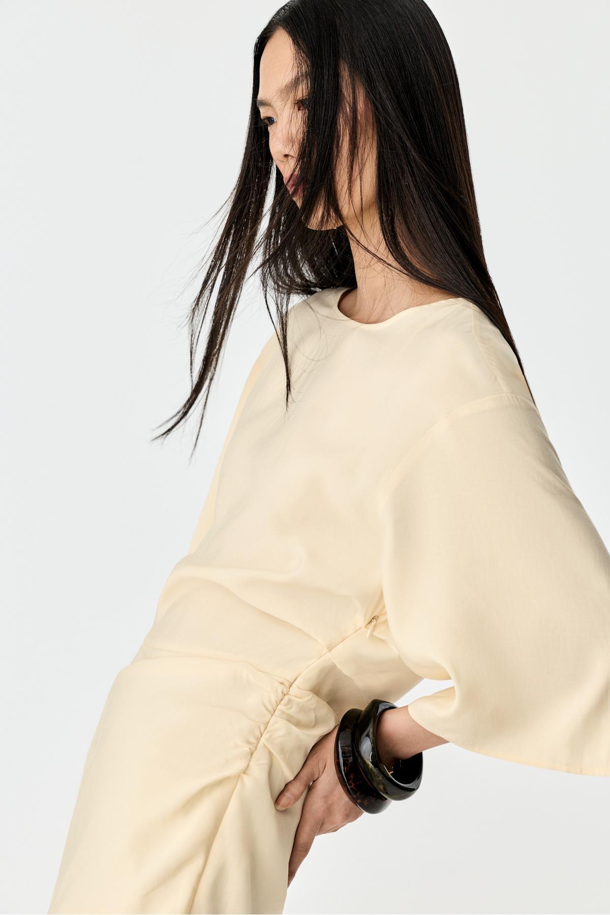 LEFTIES  Büzgülü midi elbise - Görsel 3