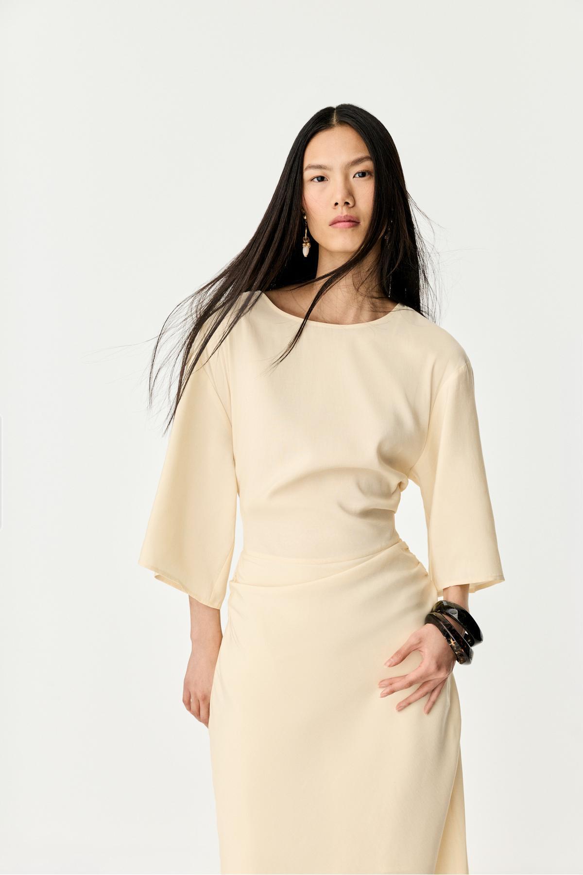 LEFTIES  Büzgülü midi elbise - Görsel 2