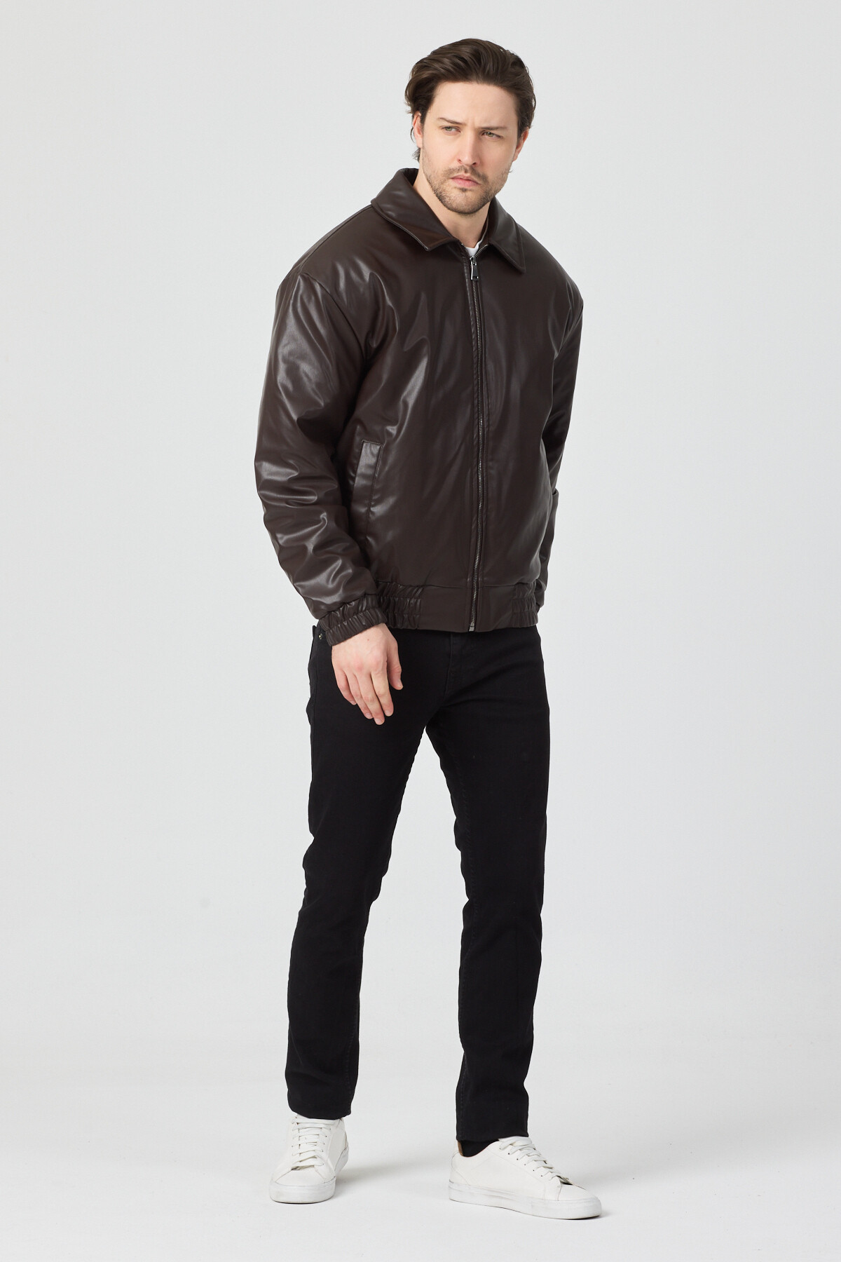 Danger  Erkek Limited Edition Deri Mont Ceket Kahverengi - Görsel 4