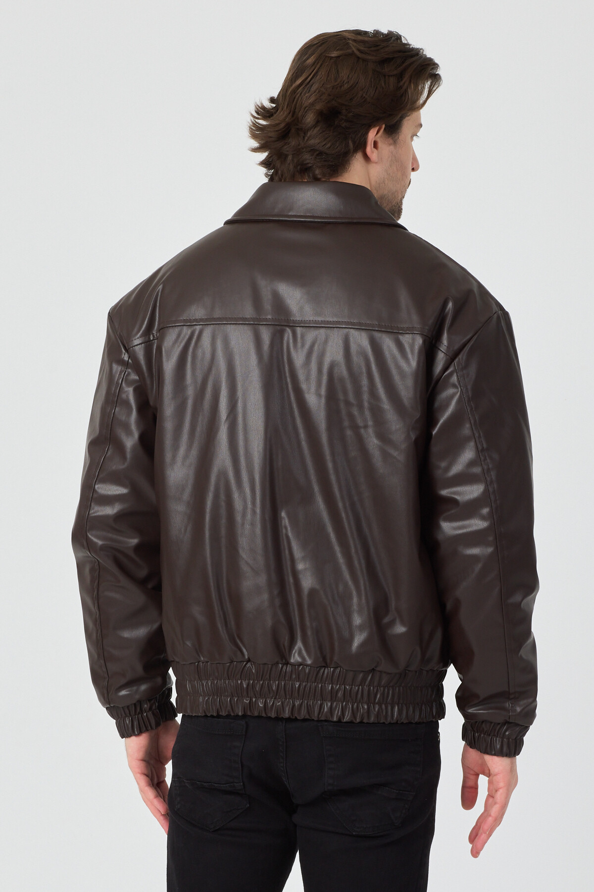 Danger  Erkek Limited Edition Deri Mont Ceket Kahverengi - Görsel 5