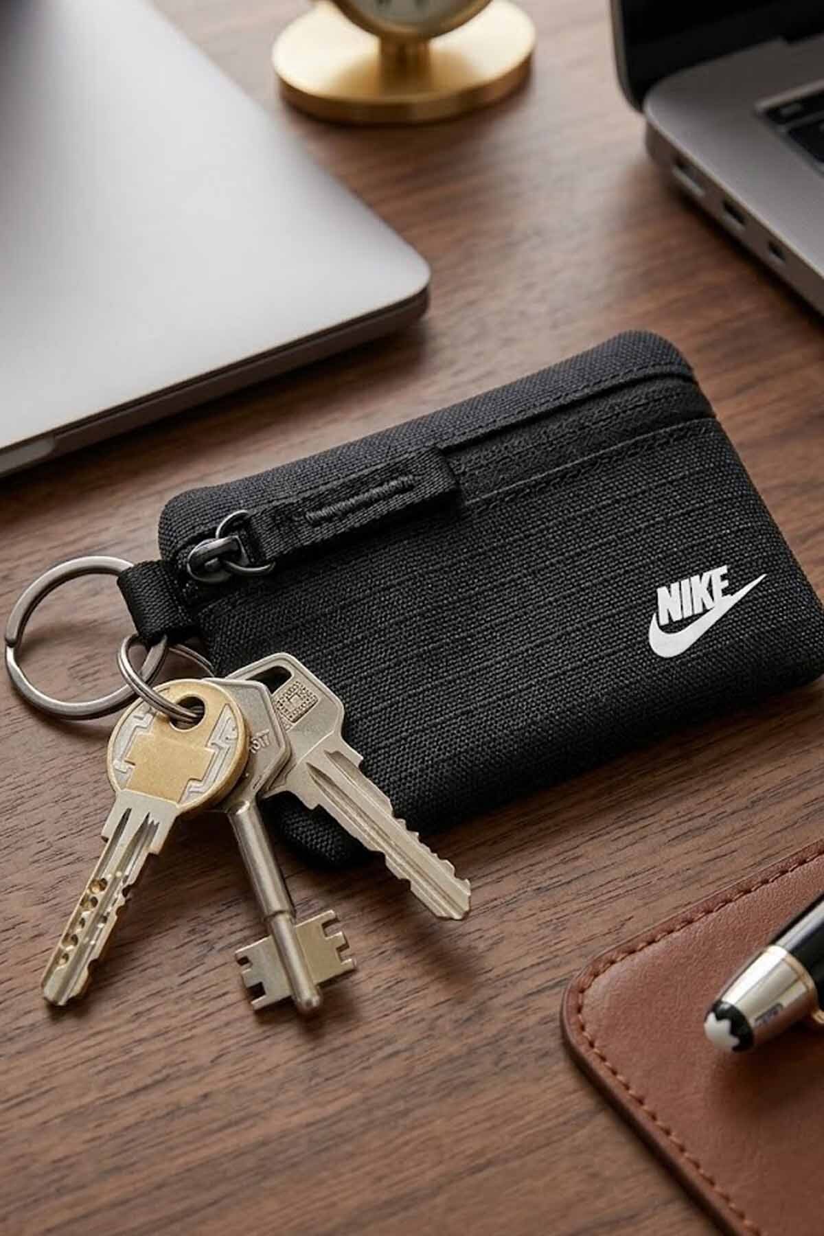 Nike Unisex Black Coin Purse Keychain - Zippered Wallet- Trendyol