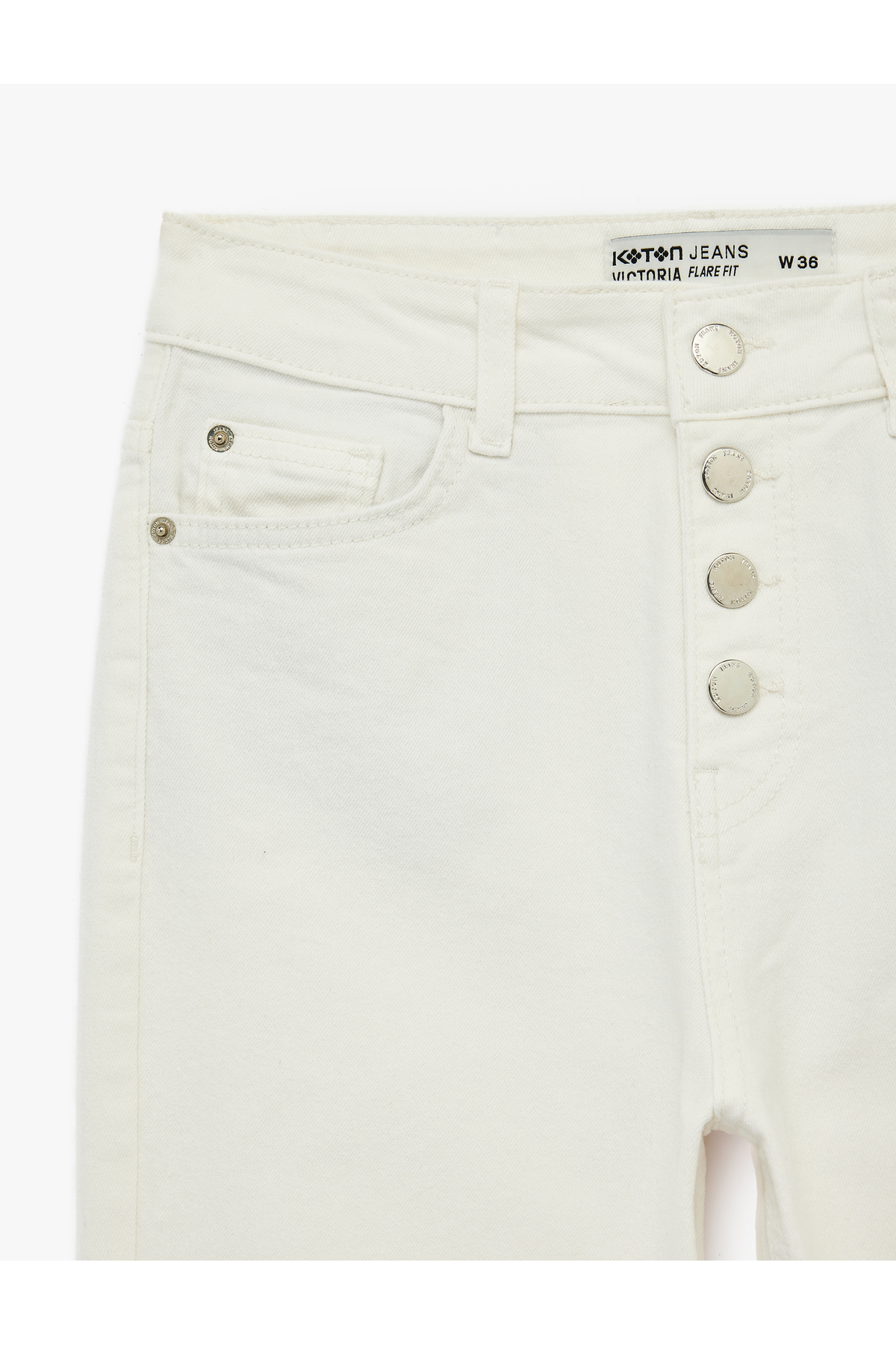 Koton  Yüksek Bel İspanyol Paça Düğmeli Jean Pantolon - Flare Jeans - Görsel 3