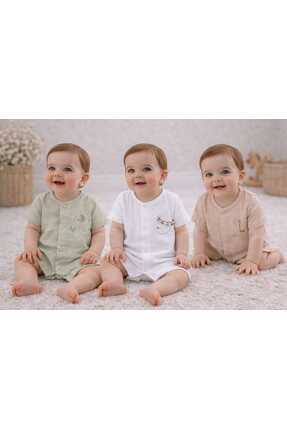 Necix's Necix’s Safari Friends Müslin Bebek Tulum 3’lü Set (0-6 Ay)