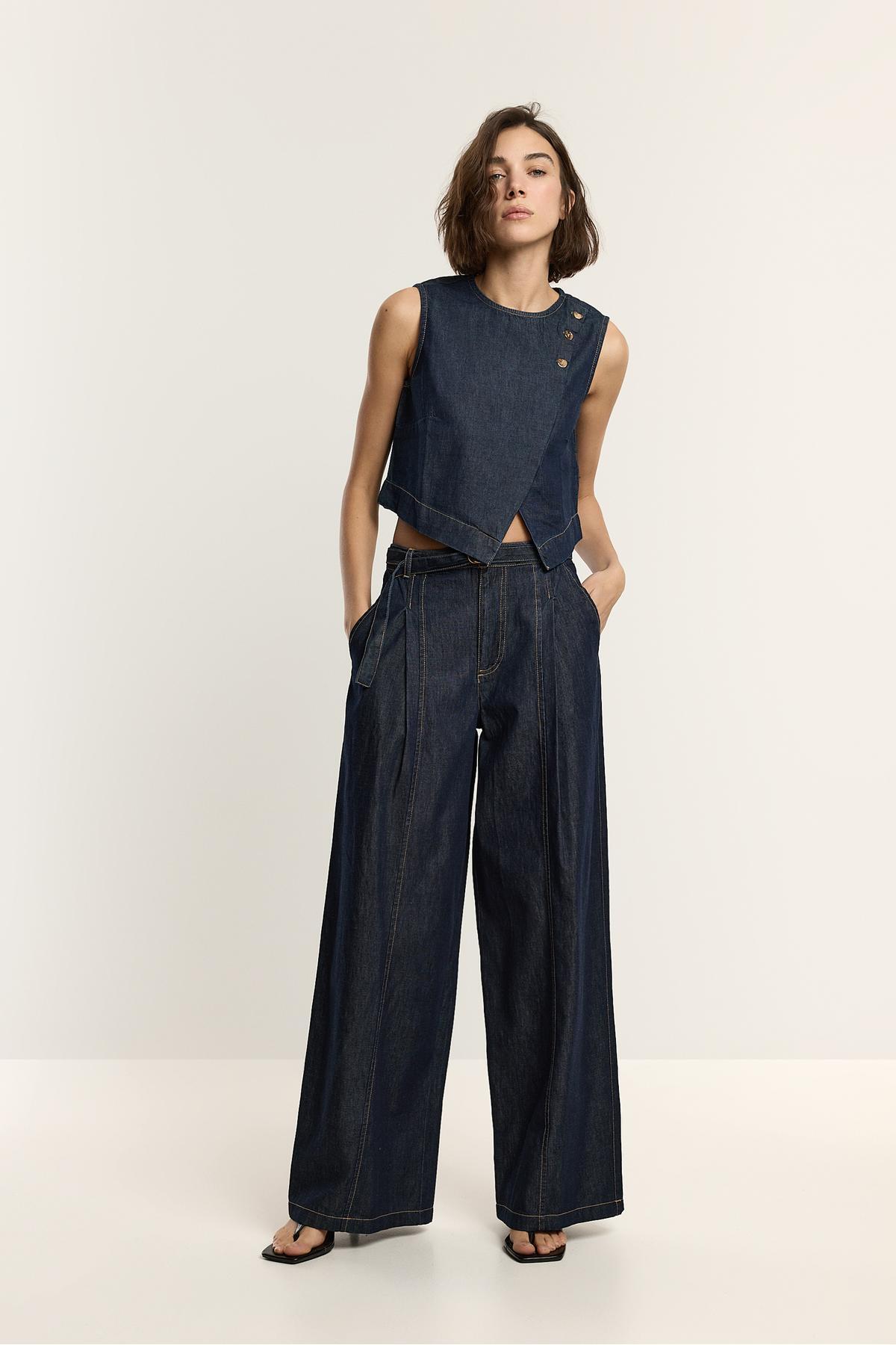 LEFTIES  Hafif palazzo denim pantolon