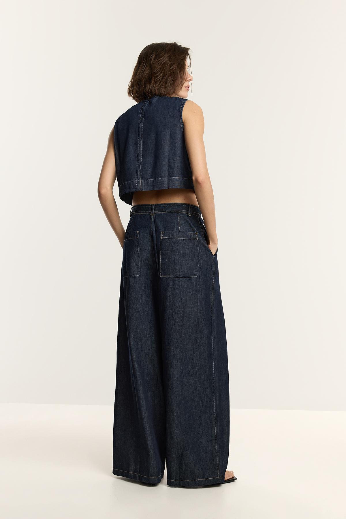 LEFTIES  Hafif palazzo denim pantolon - Görsel 4