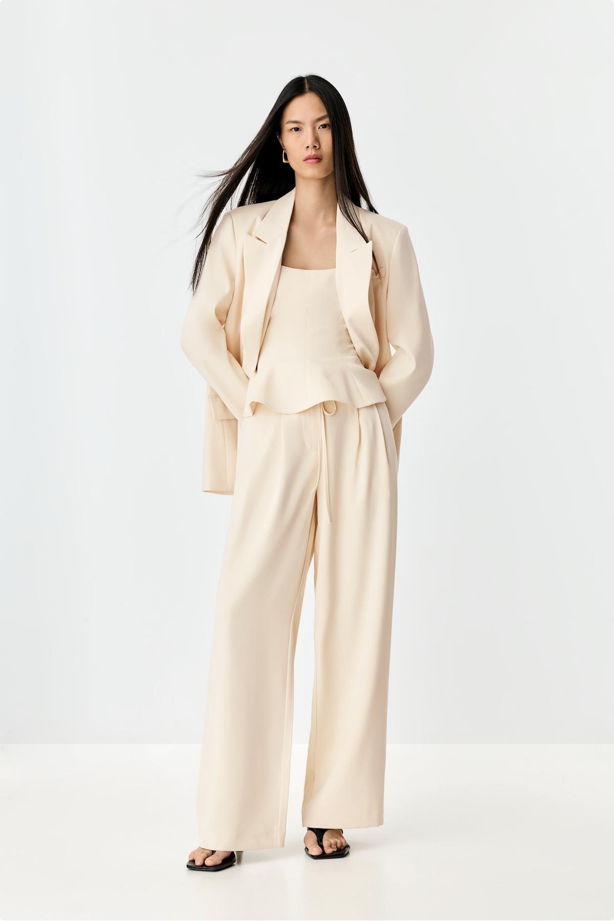 Wide leg trousers with laces