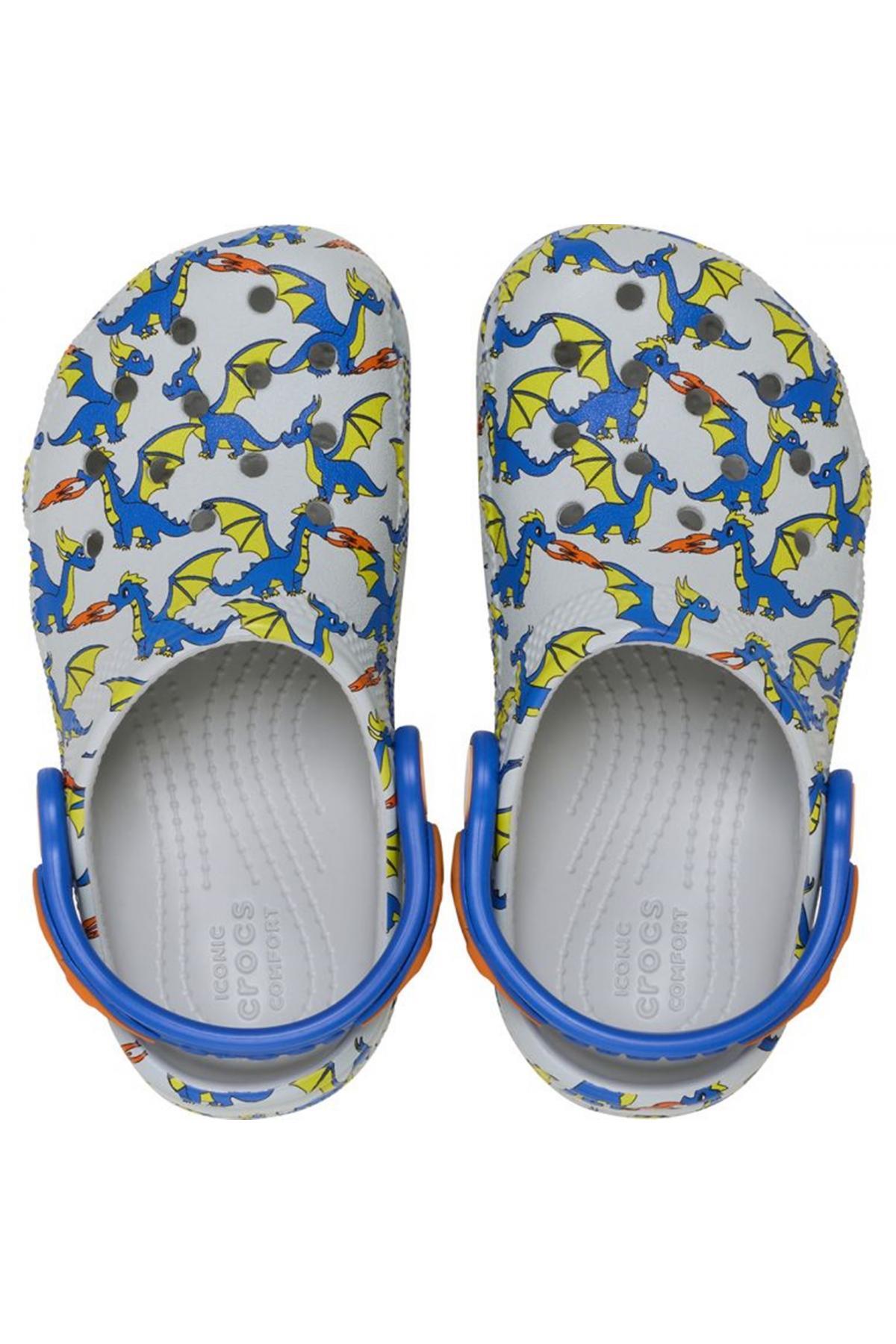 。 Crocs 212514 Classic Dragon Graphic Clog t Gray Children's