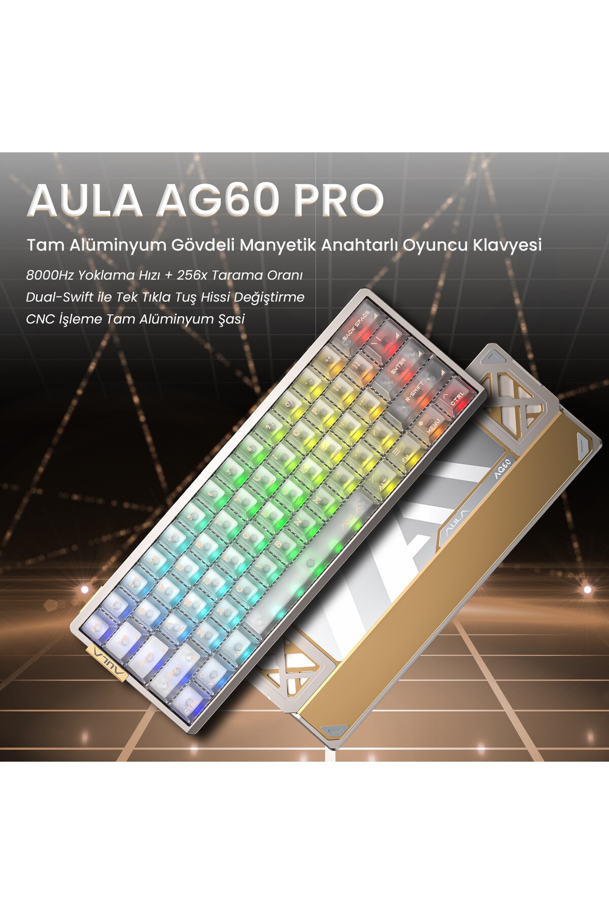 Aula AG60 Pro Alüminyum Manyetik Klavye Hall Effect Aether Switch