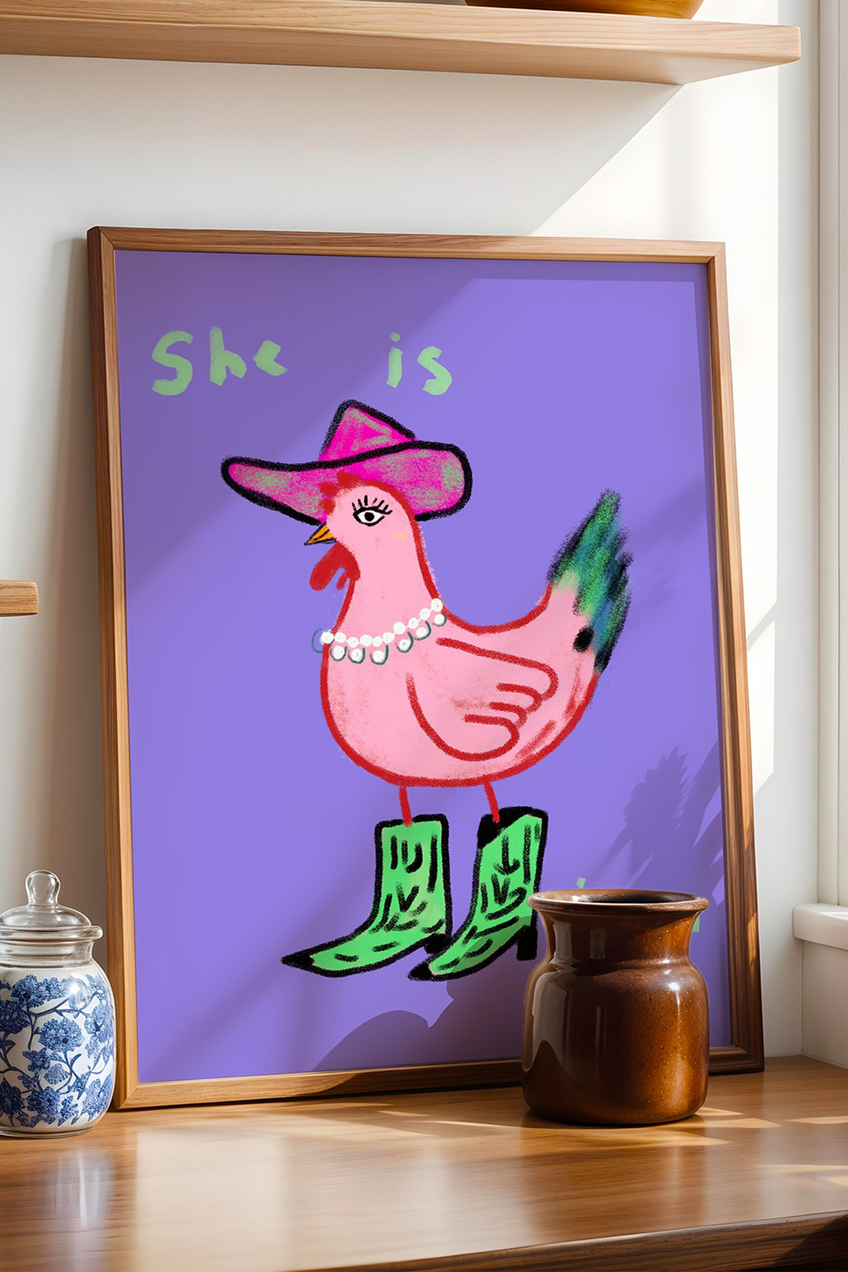 Tavuk Poster Pop Art Eğlenceli Karakter Tablo Renkli Duvar Dekoru Çerçevesiz
