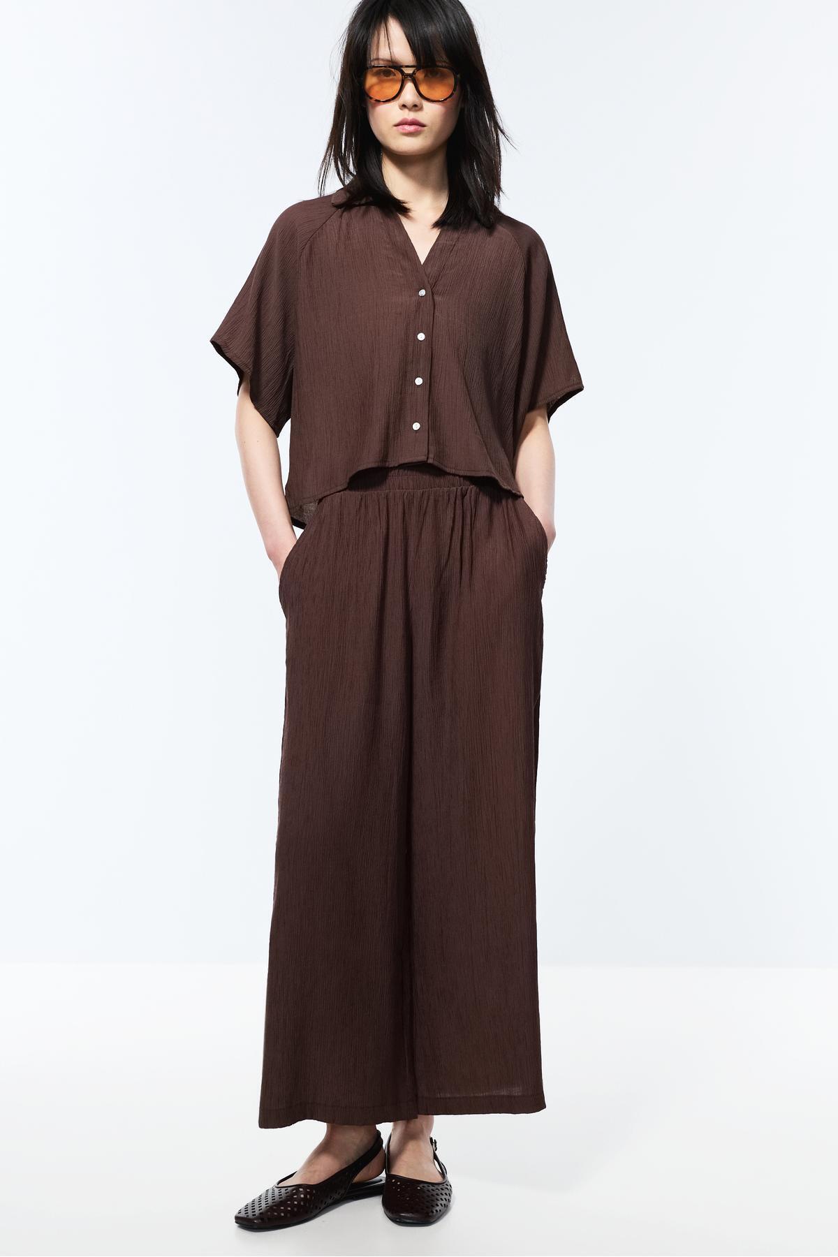 Textured culotte pants