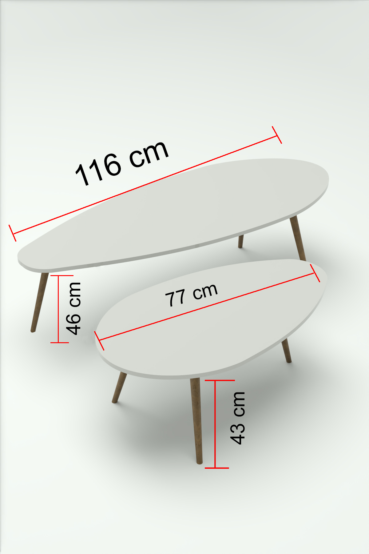 Goldfalez Elips Orta Sehpa Seti Suntalam Beyaz 116x46 görsel 5