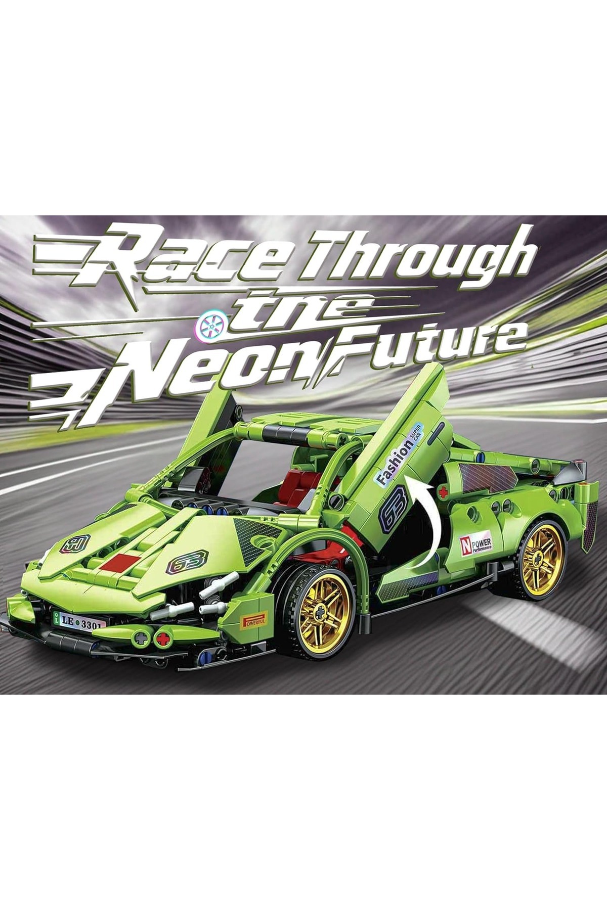 MJ TOYS Lego Lamborghini Revuelto Yarış Arabası Lego Araba Yapı