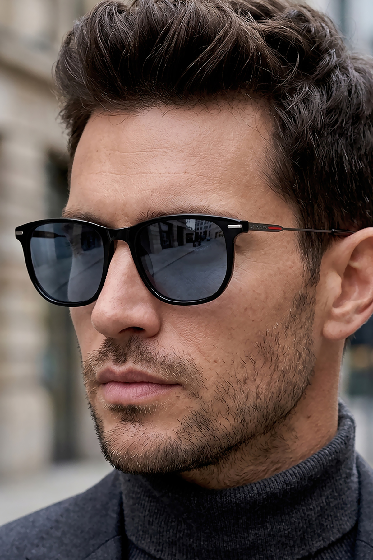 Handmade Acetate - Polarized - Men's Sunglasses in Black with UV400 Protection 54 Ekartman DKG6300C1