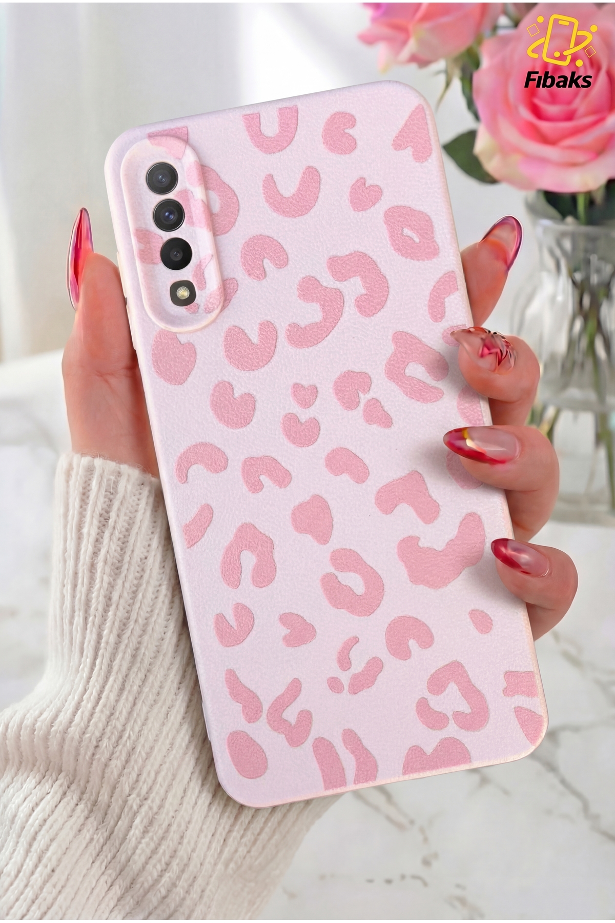 Galaxy A70 Case Pink Leopard Premium Slim Soft Silicone with Stylish Design