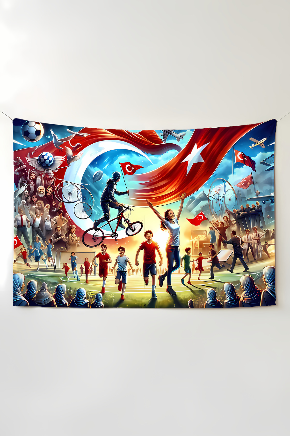Turkish Sports Flag Themed Wallcovering – Large Tapestry Tapestry Tapestry, Game Anime Film Room Decor