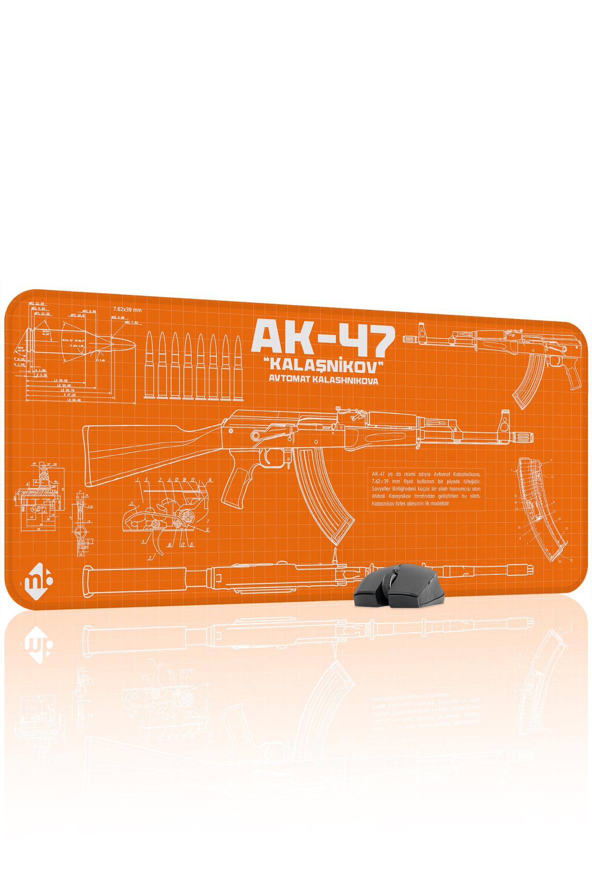 AK 47 Orange Kalashnikov CS Stitched Rubber Player Mousepad - 90x40 Gaming Mouse Pad Ak-47