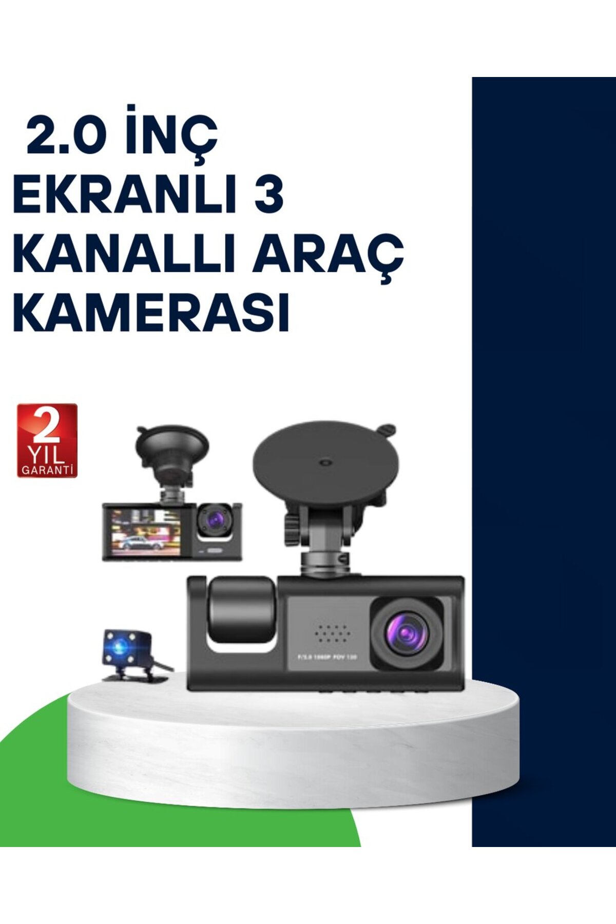 Üç Kameralı Araç Kamerası Full HD Gece Görüş G-Sensör