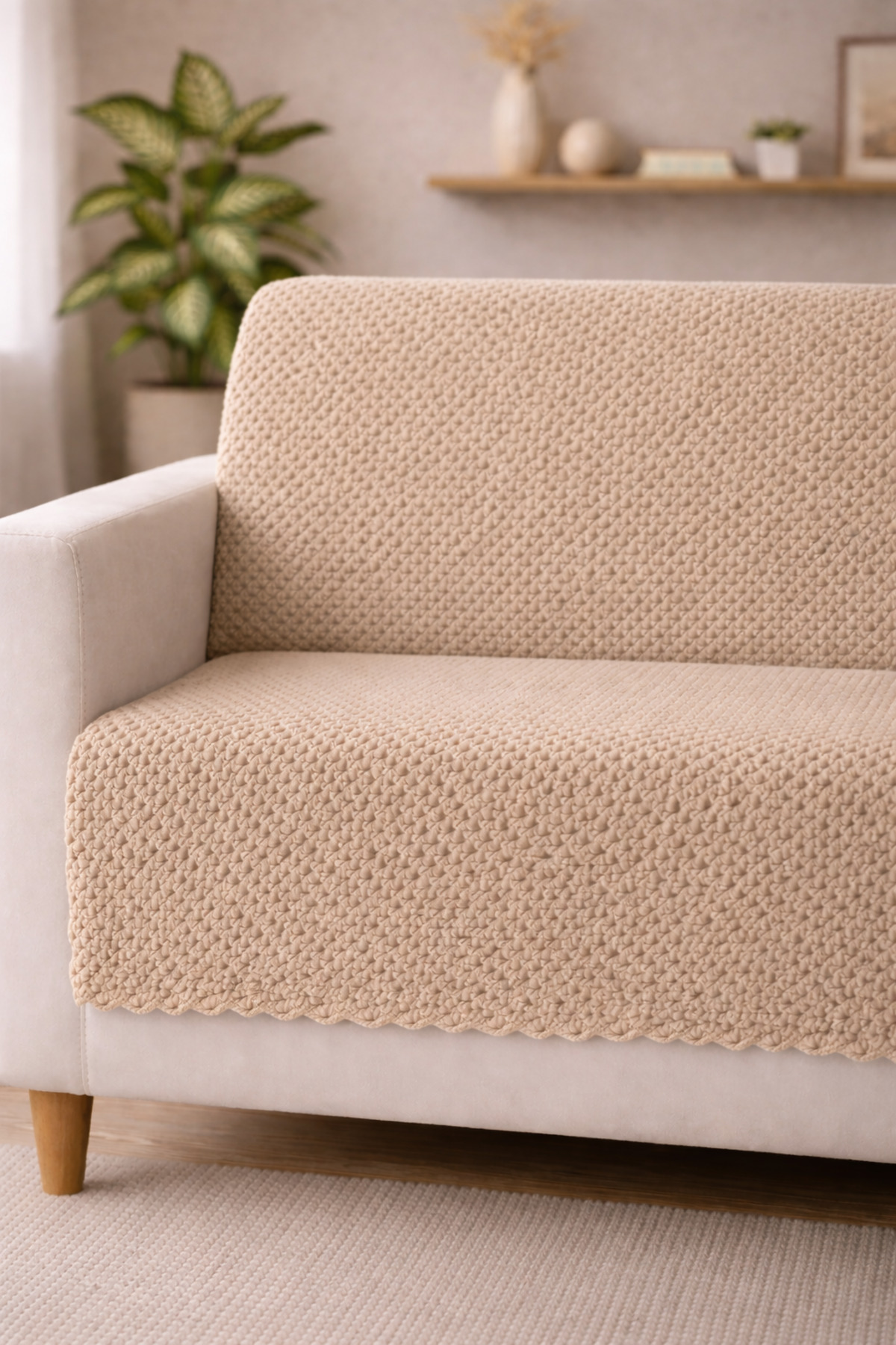 Coffee Anti-Slip Seat Cover Embossed Multipurpose Shiny Sofa Cover Single Otera
