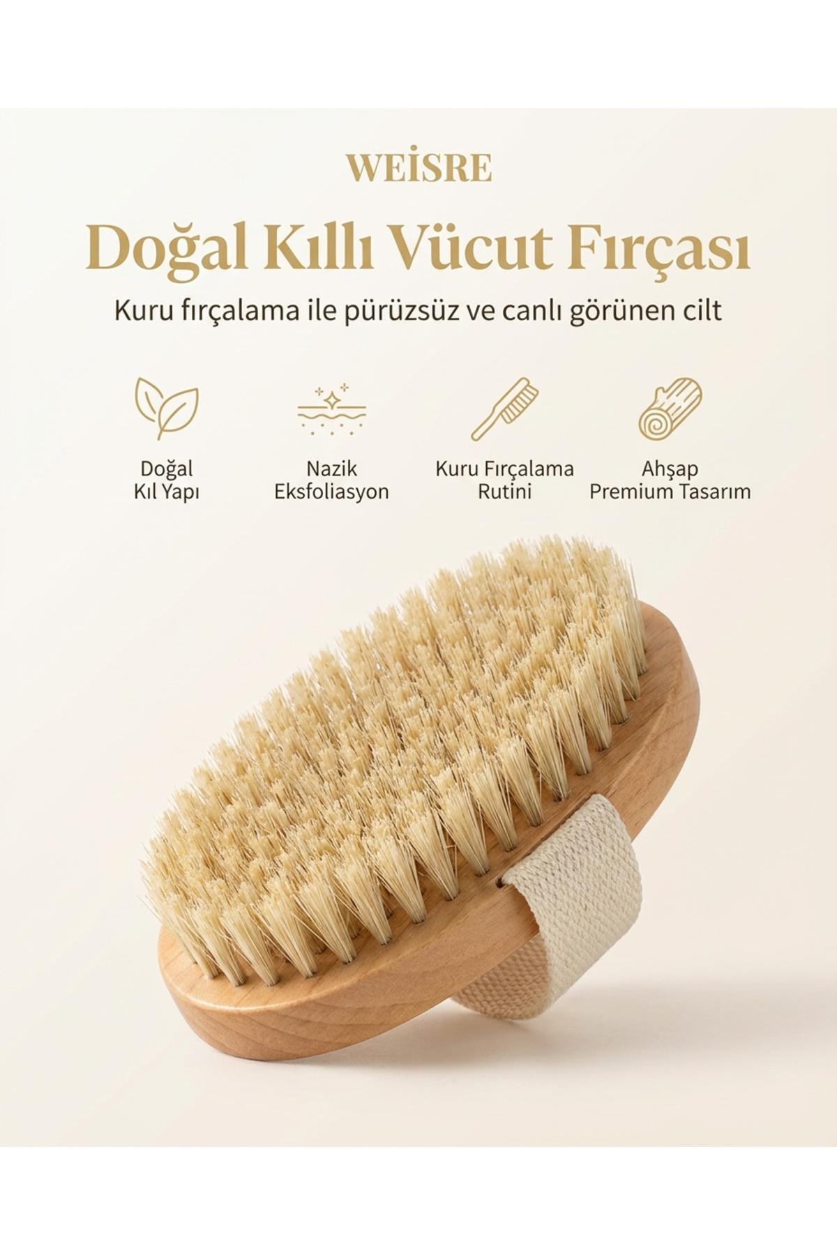Weisre Doğal Kıllı Vücut Fırçası - Kuru Fırçalama Eksfoliasyon Ahşap Masaj Fırçası Seti — MJGN232WSR