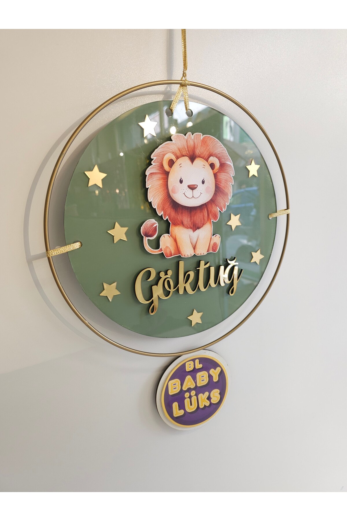 Handmade Customized Round Baby Door Ornament, Hospital Ornament, Baby Nameplate Wire