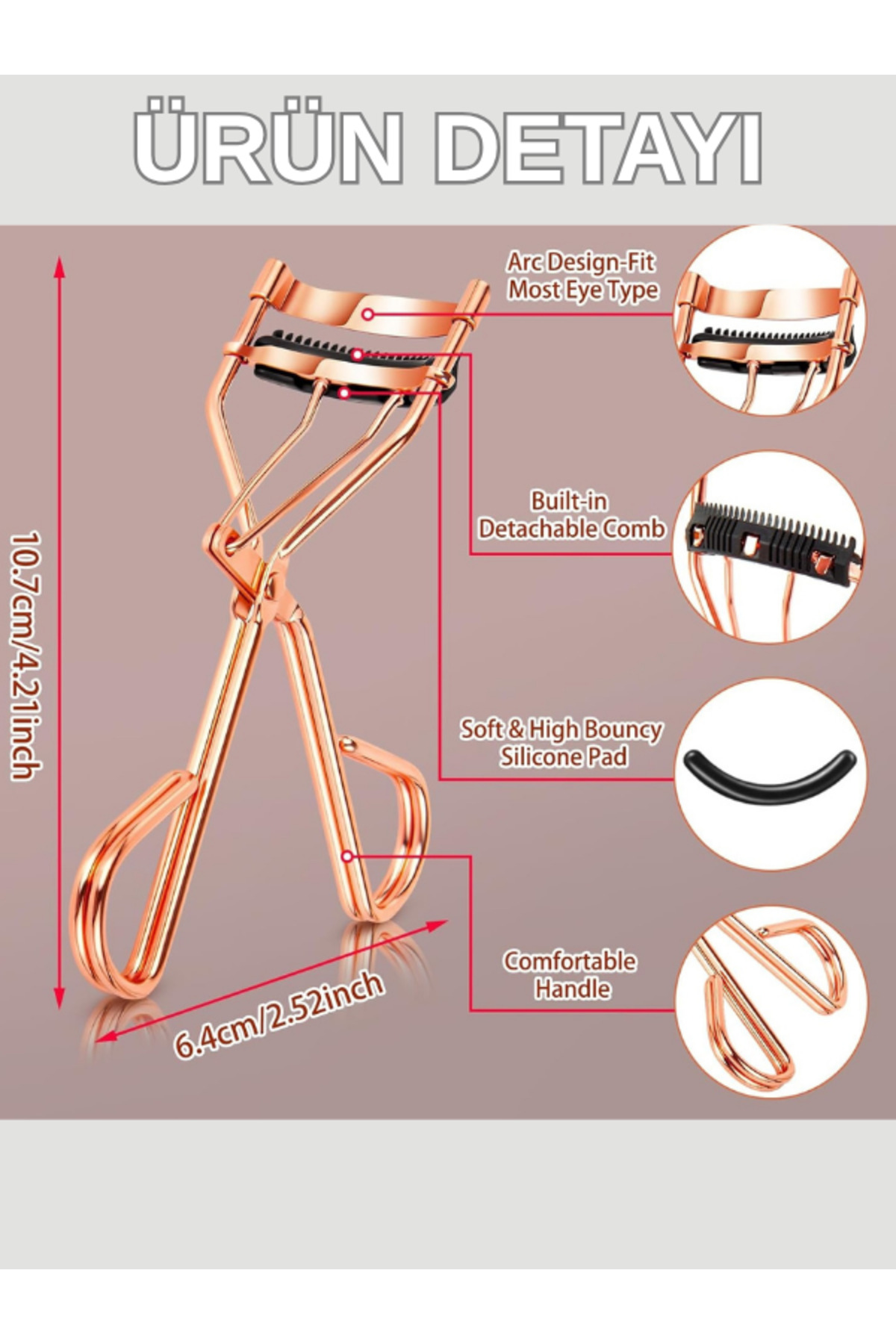 Kirpik Kıvırıcı Kirpik Makası Makyaj Maskara Rimel Eyeliner Uyumlu Göz Makyajı Taraklı Kirpik Kıvırıcısı — رنگارنگ Taraklıbrnz.001 — تصویر 3 از 8