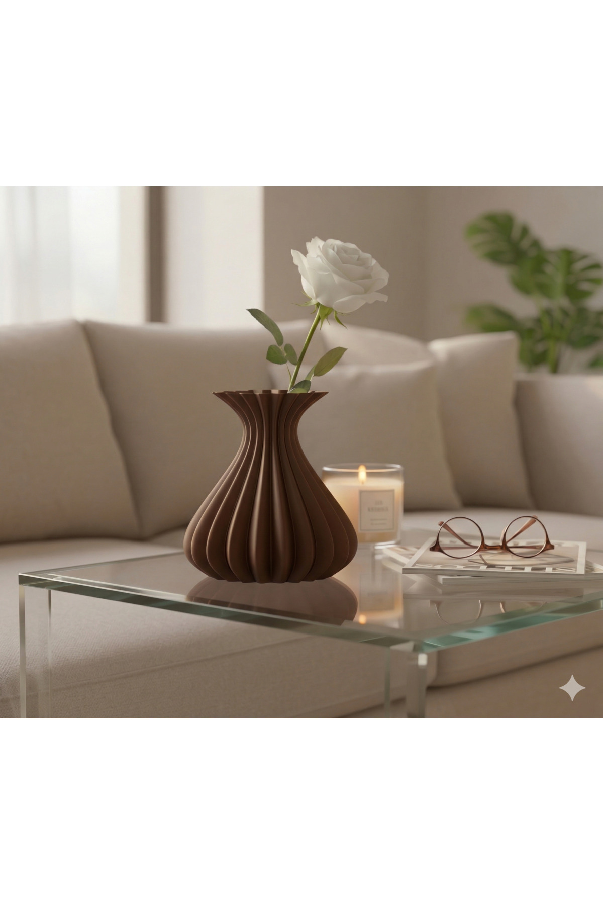 KKG ·3D Studio | Vase Modern Aesthetic 3D Printing, Decorative, Bohemian Dark Brown,