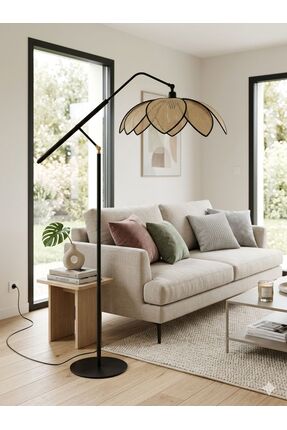 Emg DesiGn Rattan Çiçek Başlık Denge Lambader Salon Yatak Odası Çocuk Odası R...