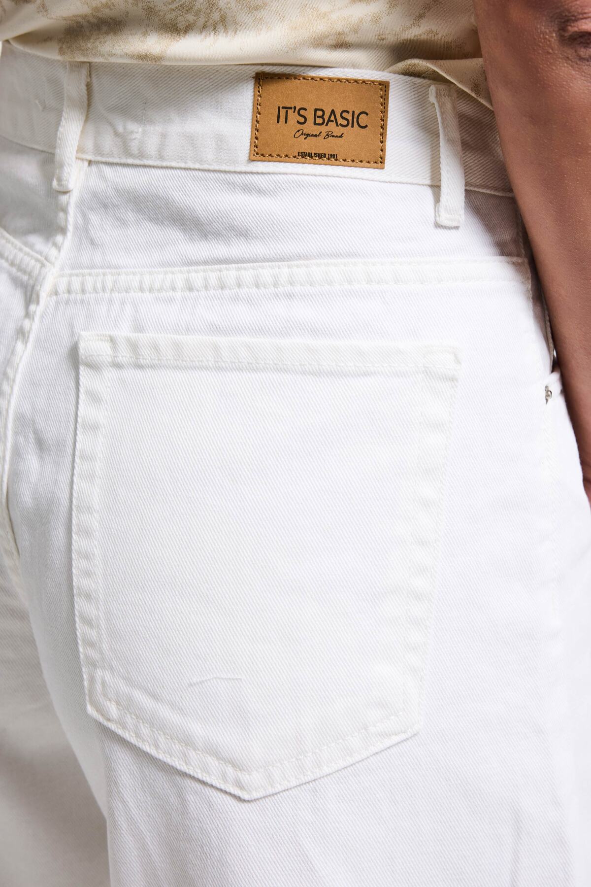 it's basic  Kadın Kırık Beyaz Hera 7s6-101 Palazzo Fit %100 Koton Denim Jean - Görsel 6