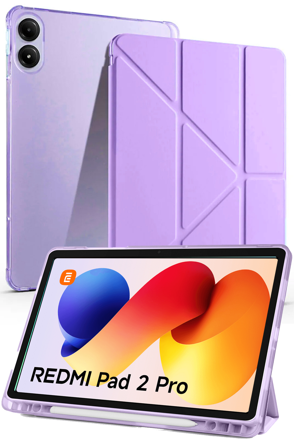 Redmi Pad 2 Pro (12.1 Inch) Compatible Tri-Folding Pen Split Sleep Mode Smart Case