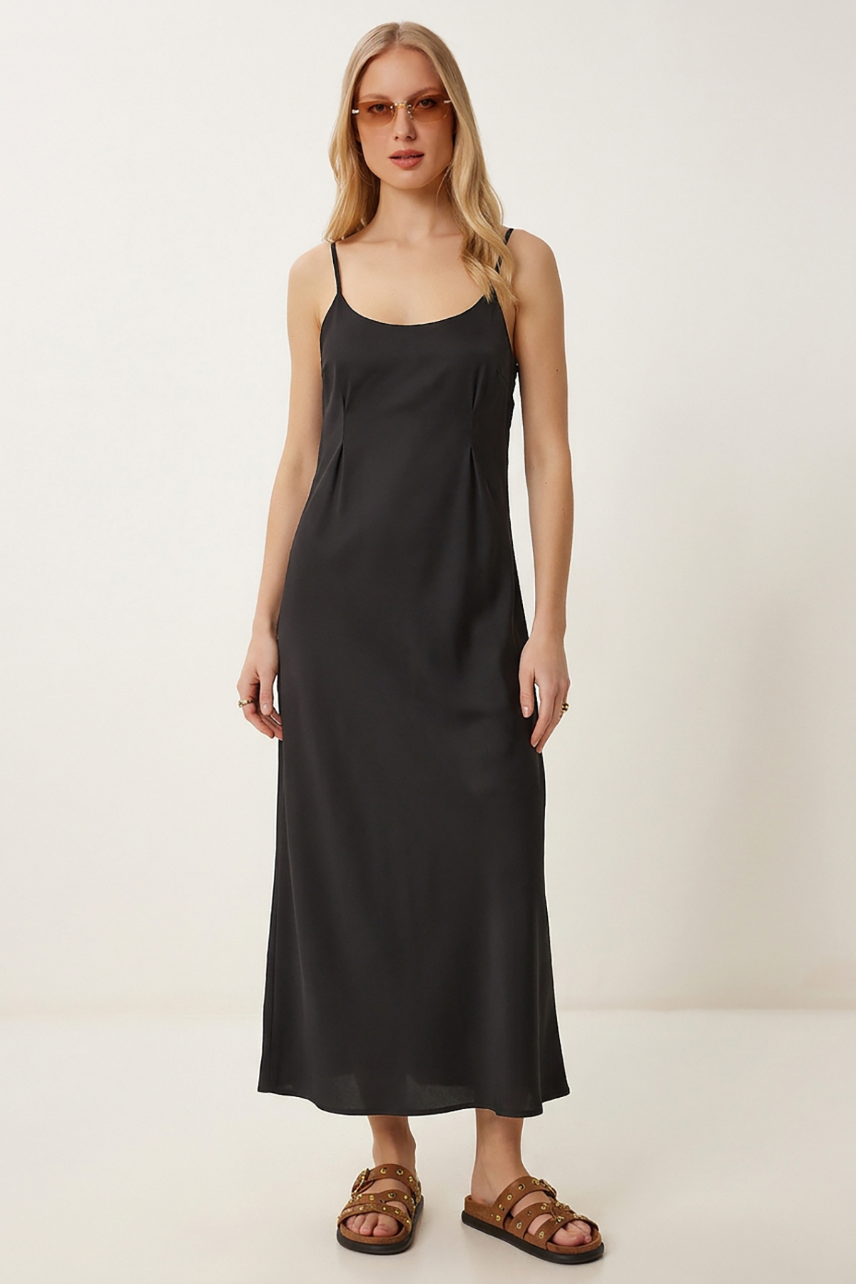 Lovelyİstanbul  Askılı Elbise Gömlek Modal Takım LCI0070 SİYAH - Görsel 5